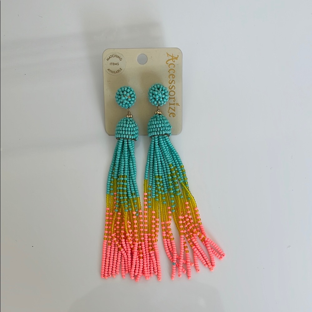 Accessorize Multicolor Beaded Tassel Earrings